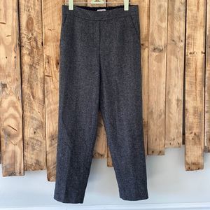 Aritzia Babaton Grey Wool Cropped Pull On Trouser Pants Elastic Waistband Size 2